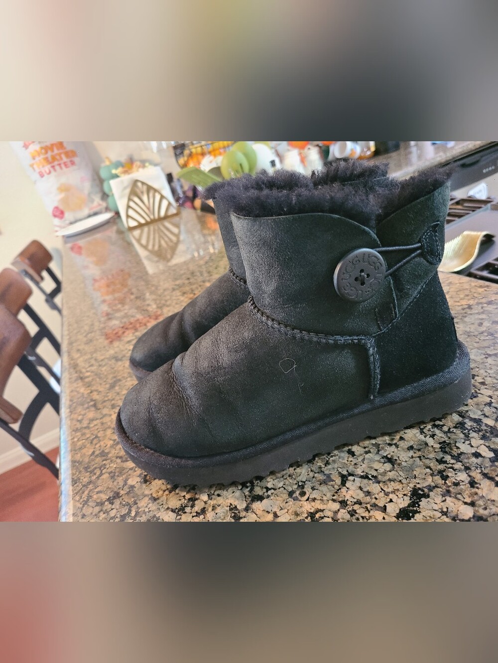 UGG Black Mini Button Classic Suede Boot